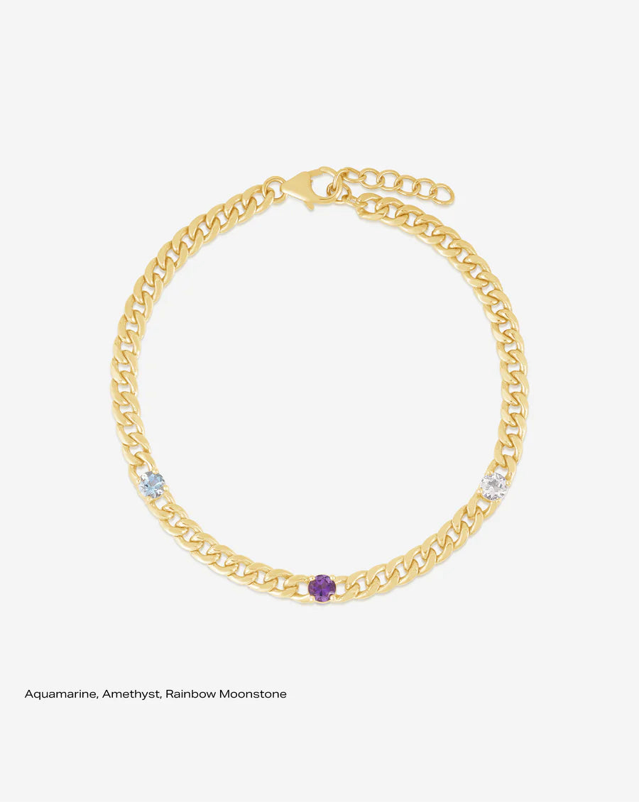 Personalized Curb Chain Birthstone Bracelet