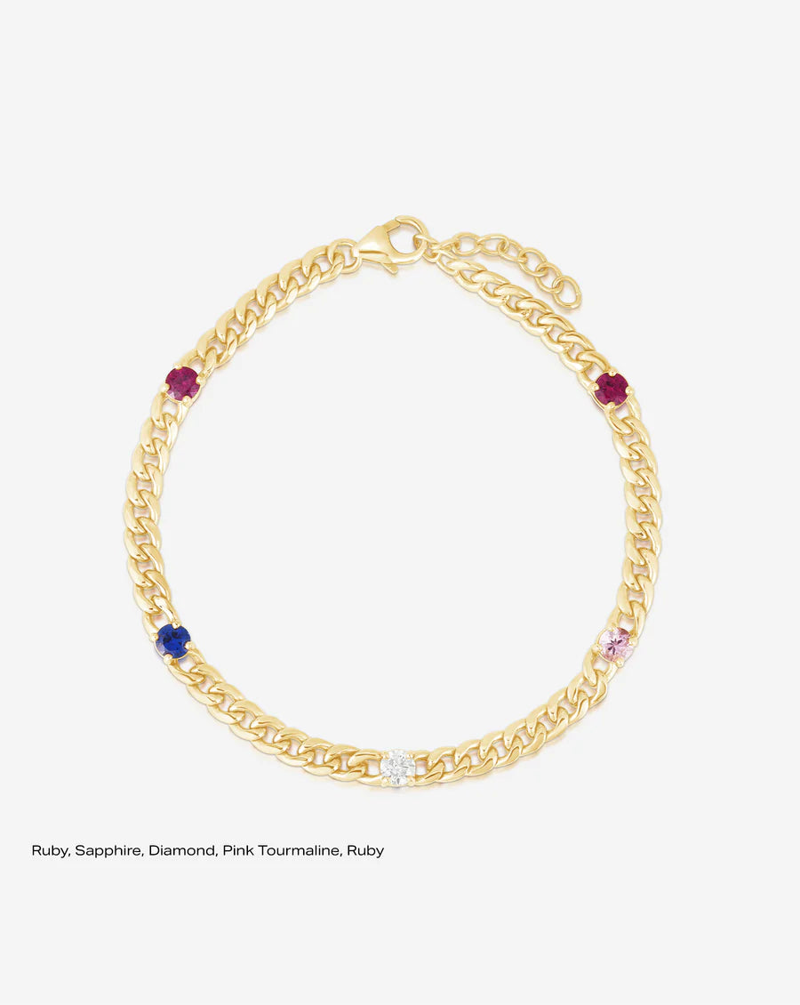 Personalized Curb Chain Birthstone Bracelet