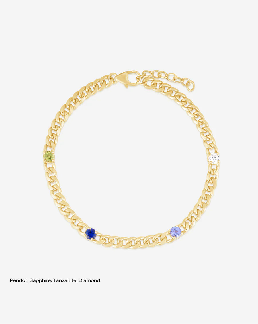 Personalized Curb Chain Birthstone Bracelet