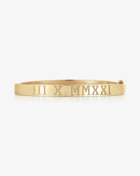 Personalized Roman Numeral + Diamond Bangle