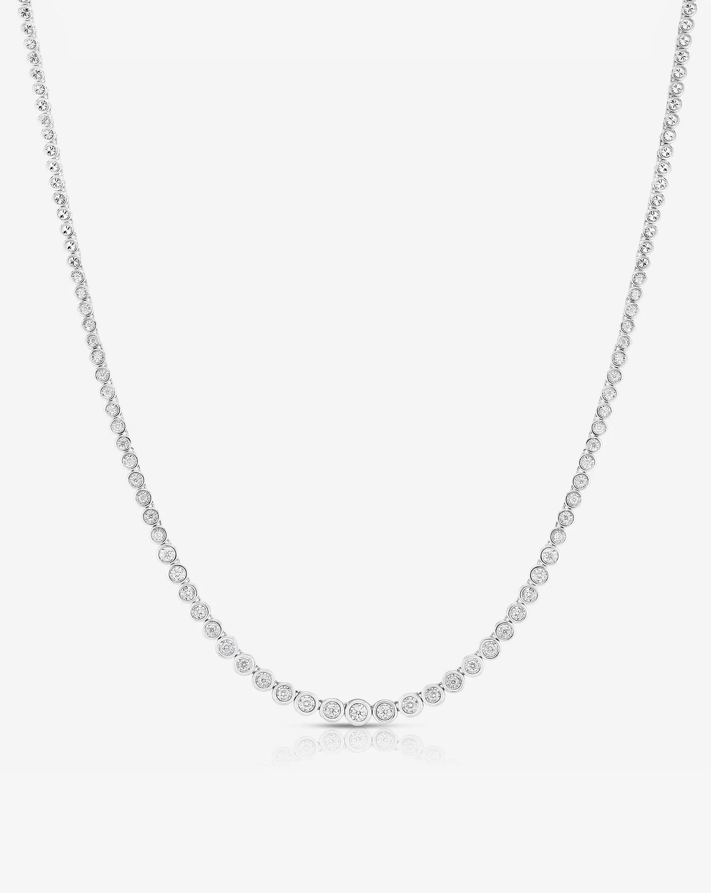 Graduated Bezel Diamond Tennis Necklace