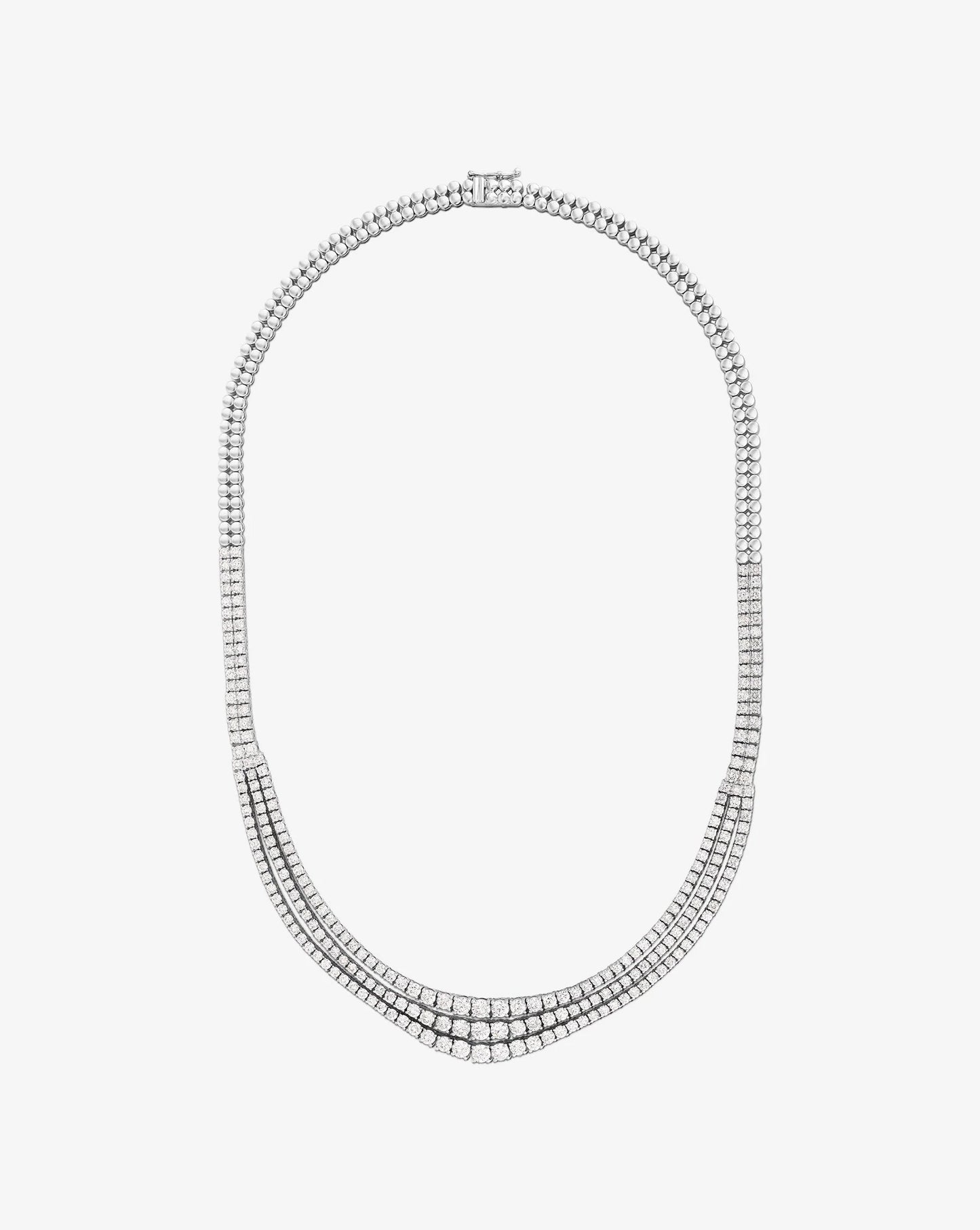 Triple Row Graduated Diamond Tennis Necklace