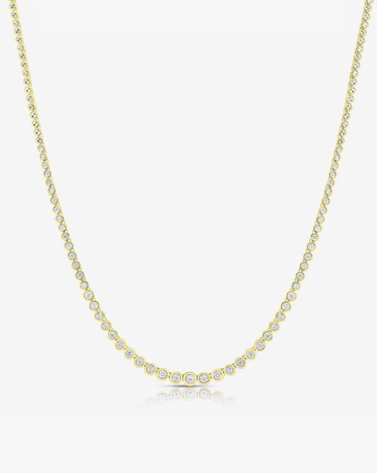 Graduated Bezel Diamond Tennis Necklace