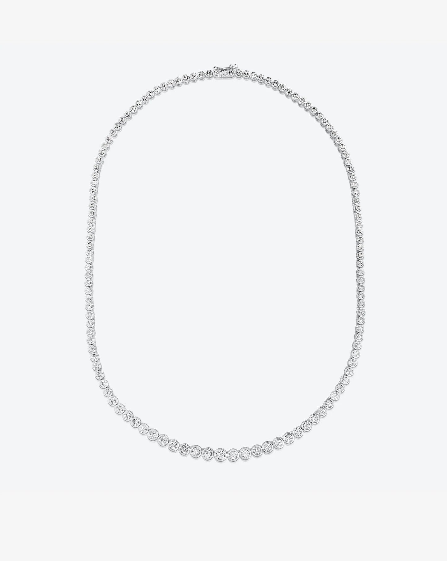 Graduated Bezel Diamond Tennis Necklace