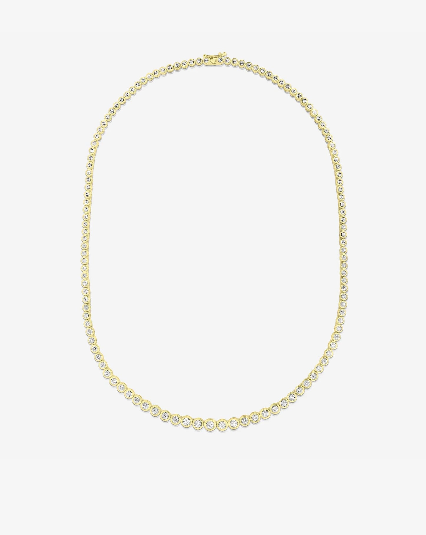 Graduated Bezel Diamond Tennis Necklace