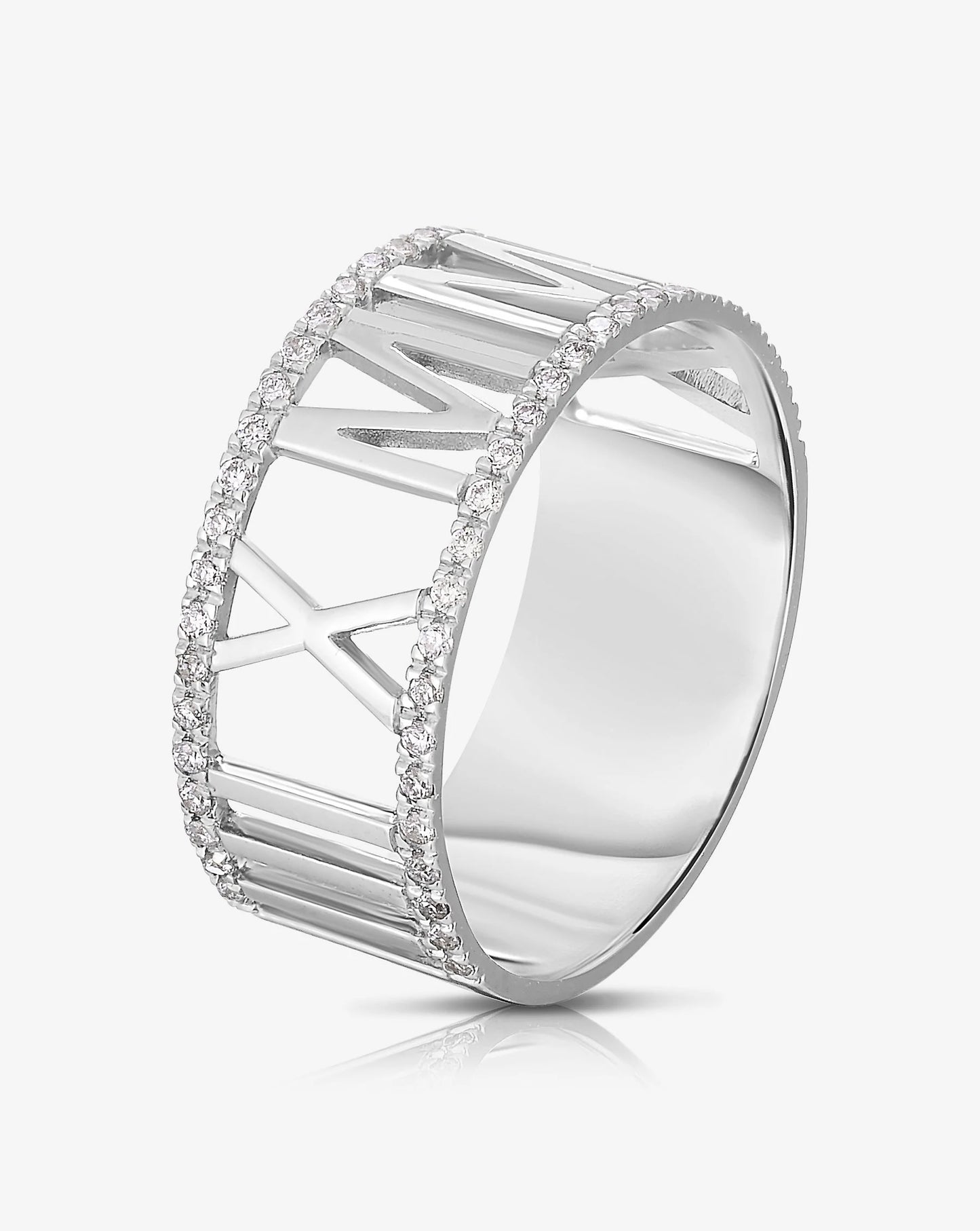 Diamond Roman Numeral Personalized Ring